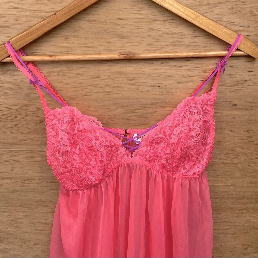 Victoria’s Secret baby doll color neon‎ size medium used - Picture 3 of 9